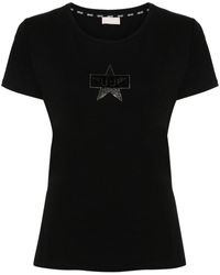 Liu Jo - T-Shirt mit Kristallen - Lyst