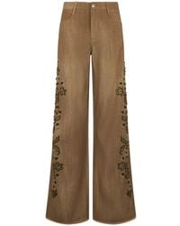 Ermanno Scervino - Floral-Embroidered Palazzo Pants - Lyst