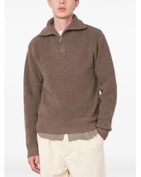 Officine Generale - Pull Tarek En Maille Côtelée À Col Zippé - Lyst