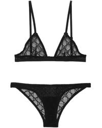 Gucci - GG Embroidered Tulle Lingerie Set - Lyst