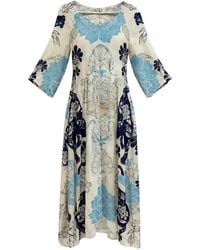 PAHIESA FORMENTERA - Floral-Print Belted Midi Dress - Lyst