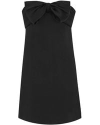 Saint Laurent - Black Mini Dress With Bow - Lyst