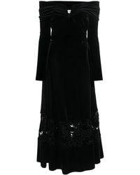 Nissa - Lace-Detailing Velvet-Finish Dress - Lyst