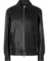 Burberry Collared Leather Jacket - Black