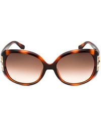 Ferragamo - Gancini Oval-Frame Sunglasses - Lyst