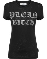 Philipp Plein - Pure Gothic Plein Crystals-Embellishment Burn Out T-Shirt - Lyst