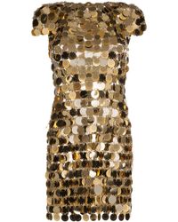 Rabanne - Golden Dress In Plastic And Brass Entirely Composed By Rounded Buckles - Lyst