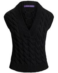 Ralph Lauren - V-Neck Cable-Knit Top - Lyst