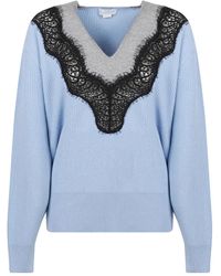 Stella McCartney - Pullover Aus Schurwolle Mit Spitze - Lyst