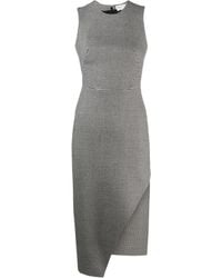 McQueen - Houndstooth Asymmetric Midi Dress - Lyst