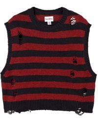 KAMIYA - Gestreepte Gerafelde Gebreide Spencer - Lyst