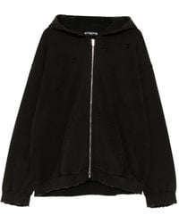 MASTERMIND WORLD - Distressed Zip-Up Hoodie - Lyst