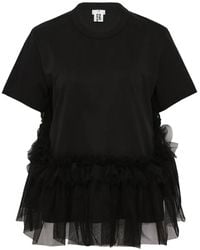 Noir Kei Ninomiya - T-Shirt À Volants - Lyst