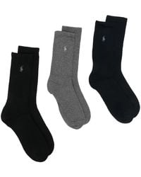 Polo Ralph Lauren - Pack Of 3 Navy Grey And Black Socks - Lyst