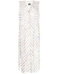 Edward Achour Paris - Longline Fringed Tweed Gilet - Lyst
