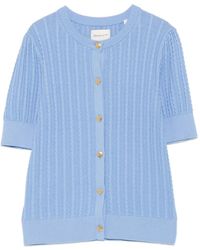 GANT - Cable-Knit Short-Sleeve Cardigan - Lyst