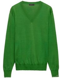 Prada - V-Neck Ribbed Sweater - Lyst