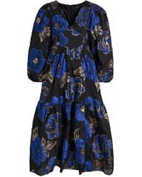 Sister Jane - Blues Floral-Jacquard Woven Midi Dress - Lyst
