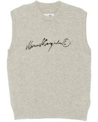 MM6 by Maison Margiela - Logo-Print Knitted Sweater - Lyst