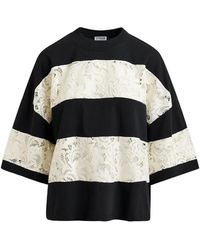 Essentiel Antwerp - Lace-Striped T-Shirt - Lyst