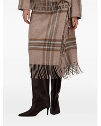 Herno - Check-Pattern Fringed Midi Skirt - Lyst