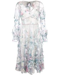 Marchesa notte Jurk Met Bloemen Applicaties - Blauw