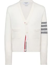 Thom Browne - Vest Met V-Hals En Vier Strepen - Lyst