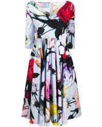 Prada Kleid mit Blumen-Print - Blau