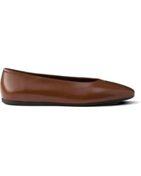 Prada - Brushed Leather Ballerinas - Lyst