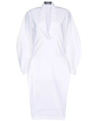 Jacquemus - Structured Puffed Sleeve V-Neck Dress - Lyst