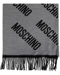 Moschino - Monogram-Print Fringed Scarf - Lyst