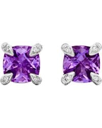 David Yurman - Sterling Petite Chatelaine Amethyst And Diamond Stud Earrings (6Mm) - Lyst