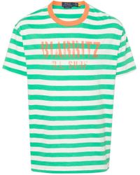 Polo Ralph Lauren - Text-print Striped Cotton T-shirt - Lyst