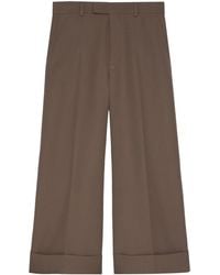 Gucci - Cropped Wool Gabardine Trousers - Lyst