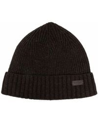 Barbour - Logo-Patch Knitted Beanie - Lyst