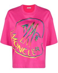 Moncler - T-Shirt mit Logo-Print - Lyst