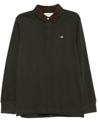 GANT - Corduroy-Collar Long-Sleeve Polo Shirt - Lyst