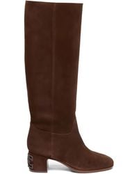 Casadei - 50Mm Muni Nomad Suede Block-Heel Boots - Lyst