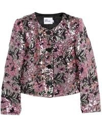 Self-Portrait - Sequin-Embellished Floral-Print Jacket - Lyst