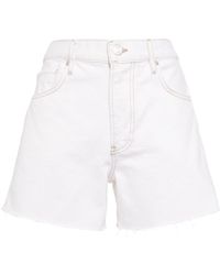 FRAME - Frayed-edge Denim Mini Shorts - Lyst