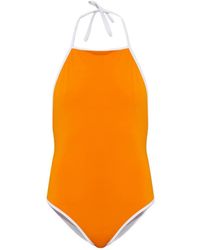 MM6 by Maison Margiela - Halterneck Contrast-Trim Swimsuit - Lyst