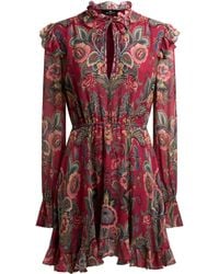 Etro - Ruffled Floral Print Mini Dress - Lyst