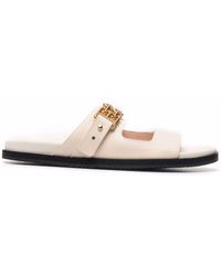 Bally - Logo-plaque Leather Slides - Lyst