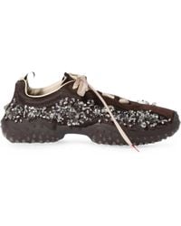 Miu Miu - Bubble Embroidered Technical Fabric And Suede Sneakers - Lyst