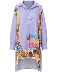 DSquared² - Striped Graphic-Print Mini Dress - Lyst