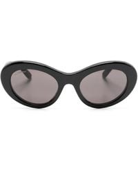 Balenciaga - Logo-Plaque Round-Frame Sunglasses - Lyst