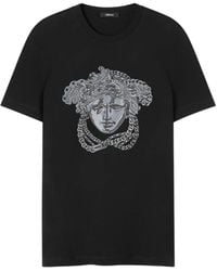 Versace - Medusa-Embroidered Crystal T-Shirt - Lyst