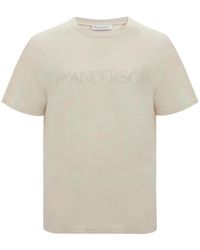 JW Anderson - Neutral Logo-Embroidered Cotton T-Shirt - Lyst