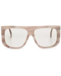 Max Mara Eyewear - Lunettes De Soleil Carrées À Logo Imprimé - Lyst