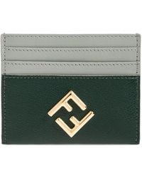 Fendi - Logo-Plaque Leather Card Holder - Lyst